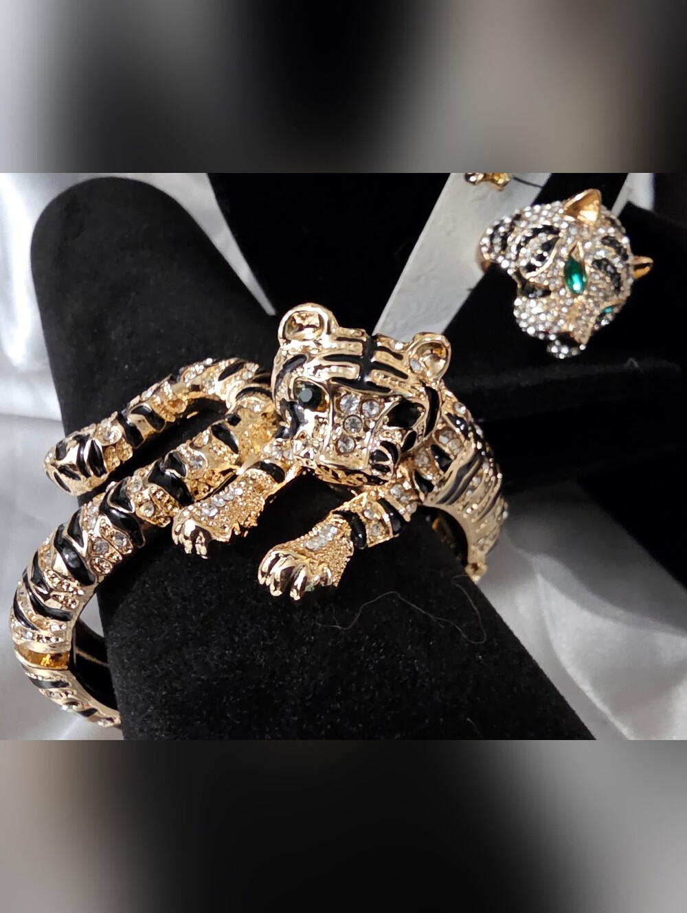 NWT Tiger Statement Jewelry Set Natasha Necklace & Bracelet Anna & Ava Ring Sz 8 - Picture 6 of 16